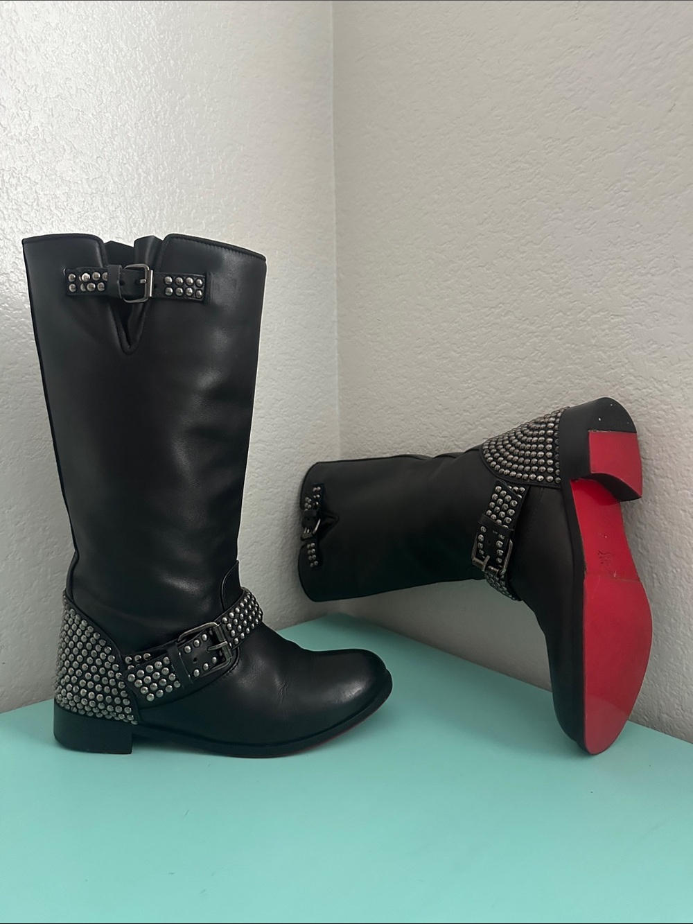 Christian Louboutin "Bicloubutu" Studded Moto  vintage boots size 36-used once